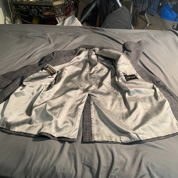 Lord & Taylor Fifth Avenue Collection Mens Blazer Jacket 40R Camel Hair Plaid - Picture 14 of 16